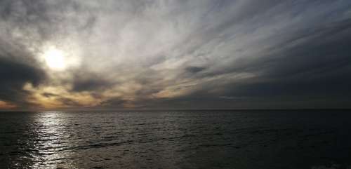 Chile Vineyard Reflection Sun Sea Clouds