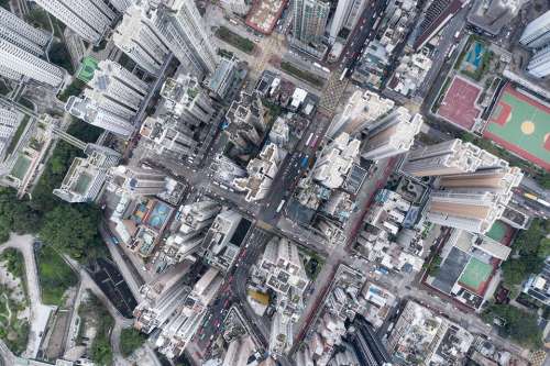 City Landscape Buildings Street Aerial Hong Kong