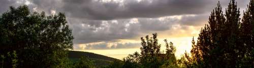 Clouds Mountain Panorama Sunset Color Dynamic