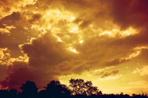 Clouds Sky Nature Film Analog Red