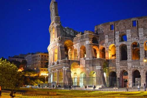 Colosseum Rome At Night City At Night Italy