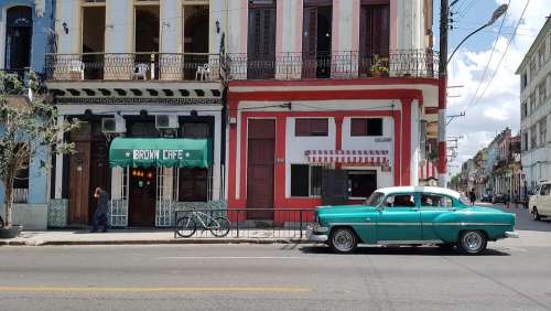 Cuba Havana City Street Oldcar Photo Car Cafe