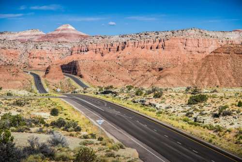 Desert Highway Roadtrip Landscape Transport Nature