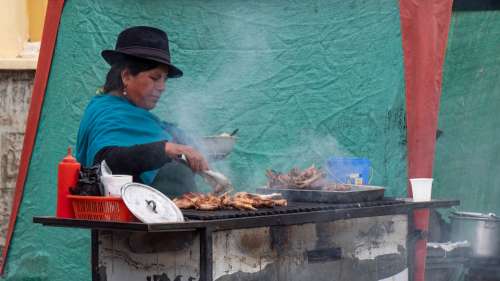 Ecuador Market Guamote Indio Barbecue Andes