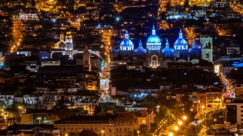 Ecuador Cuenca Night Photograph Cathedral