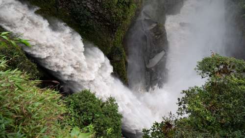 Ecuador Banos Waterfall Force Of Nature Water