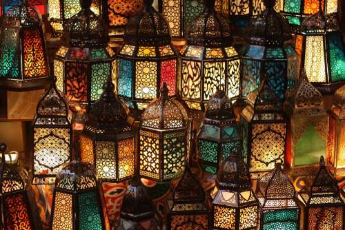 Egypt Cairo Lamps Shining Bazaar Orient Lights