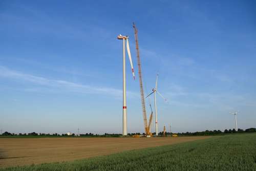 Energy Revolution Pinwheel Site Crane Cornfield
