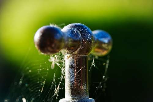 Faucet Metal Shiny Rust Old Spider Webs Macro