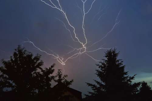 Flash Thunderstorm Sky Forward Storm Atmosphere