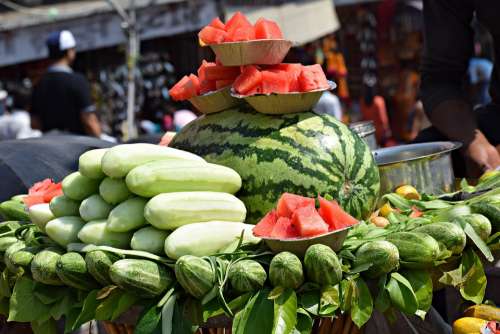 Fruits Watermelon Summer Food Healthy Red Fresh