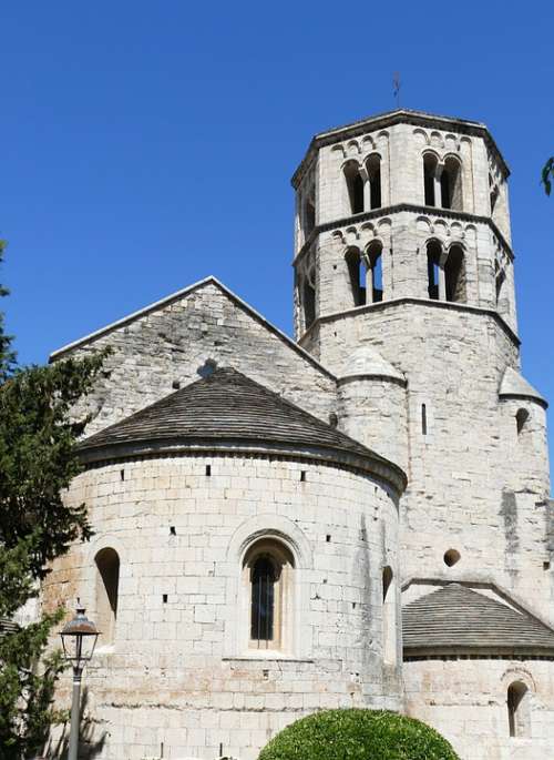 Girona Spain City Church Romanesque Rhaeto Romanic