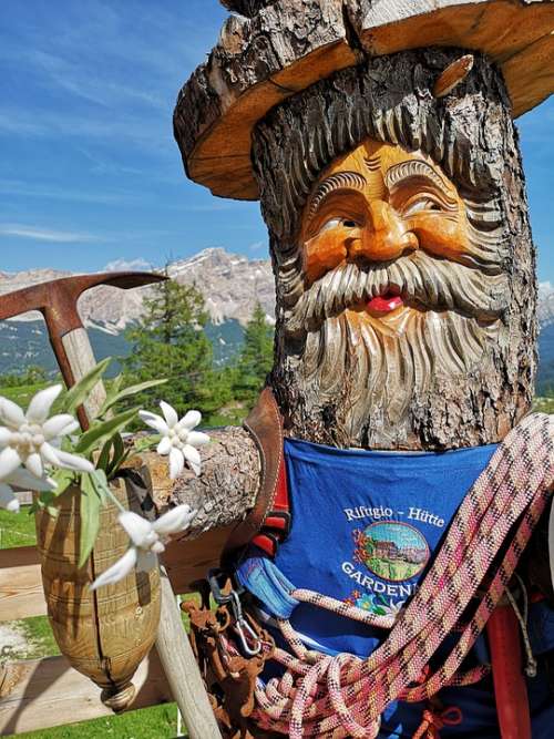 Gnome Man Wood Funny Mountain Climber Alps