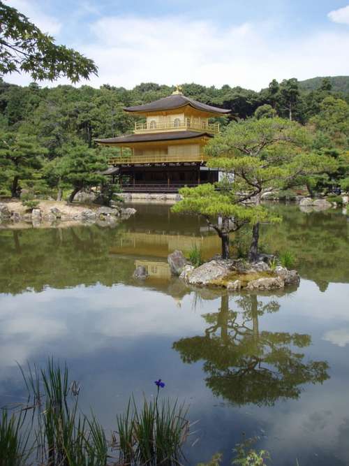 Gold Gold Pagoda Temple Kyoto Japan Religion