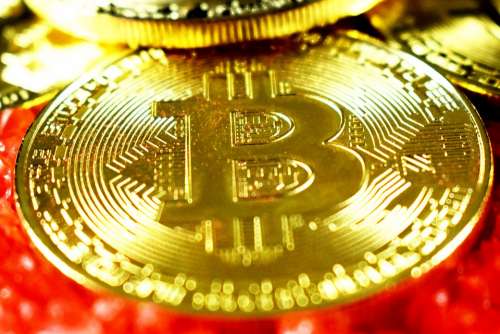 Gold Bitcoin Red Stone Currency Coins Bitcoin