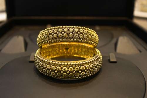 Golden Gold Jewellery Bangles Floral Beautiful