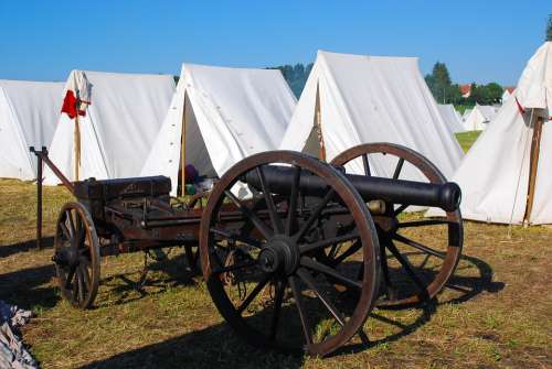 Gun Muzzleloader Mount Artillery Tent Field Camp