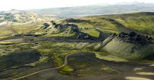 Iceland Volcano Laki Foams Runway Of Lava Ash