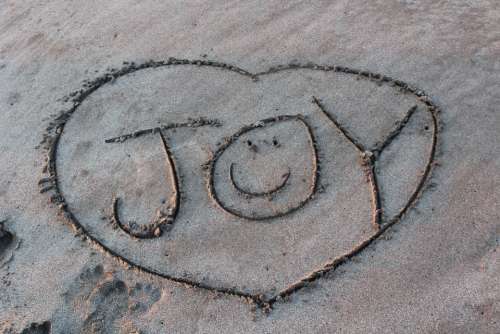 Joy Sand Be Beach Happy Sand Writing Happy Face