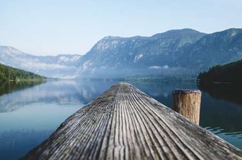 Lake Slovenia Pier Water Background Alps Nature