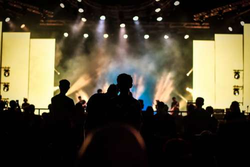 Light Jakarta Concert Shiluet Crowded People