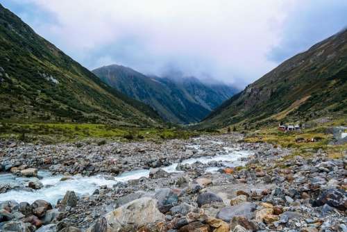 Mountain Stream Rock Scree Water Stones Autumn