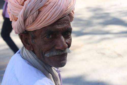 Old Man Turban Folk Traditional India Culture