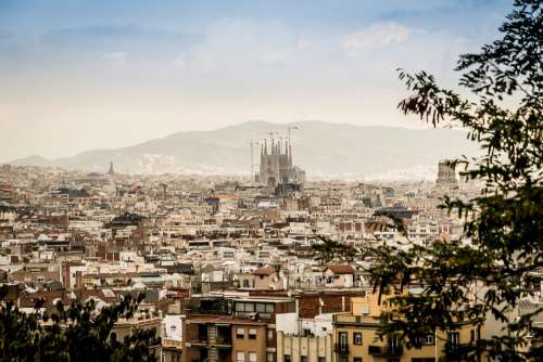 Panorama The Cathedral Sagrada Familia Barcelona