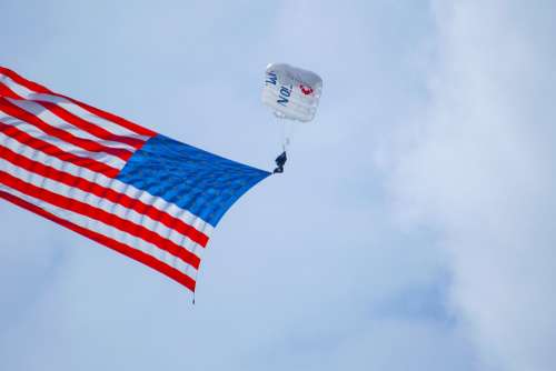 Parachute American Flag Skydiver Flag Patriotic