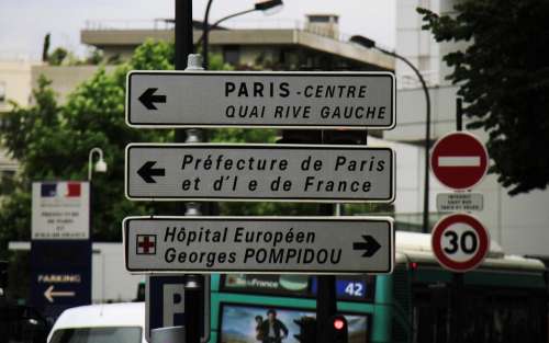 Paris Road Sign City France Urban Street