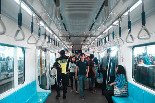 People Travel Jakarta Train Station Inside Street