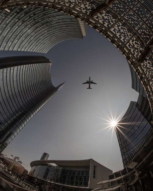Plane City Architecture Airplane Travel Sky Urban