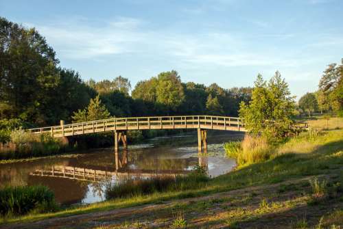 Pond Landscape Enschede Bridge Wesselerbrink
