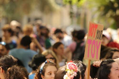 Protest Crowd Women Women'S Rights Slut Walk Sign
