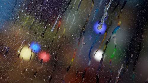 Raining Wet Window Glass Raindrops Blur Raindrop