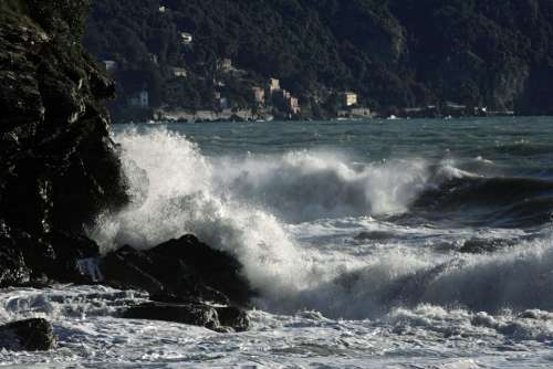 Recco Liguria Sea Sea Storm Landscape Italy