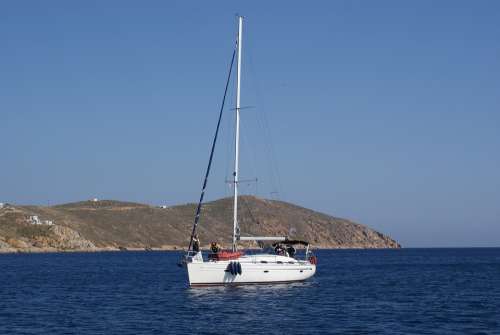 Ship Greece Cyclades Sea Coast