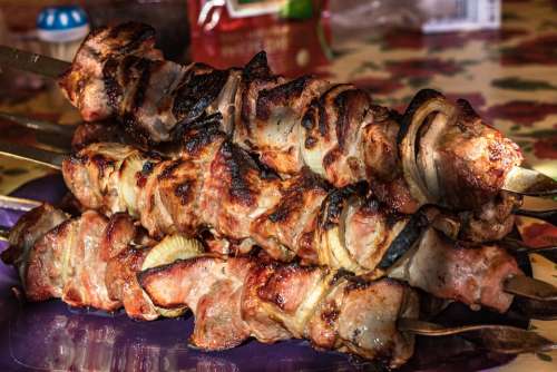 Shish Kebab Meat Skewers Nutrition Frying Coals