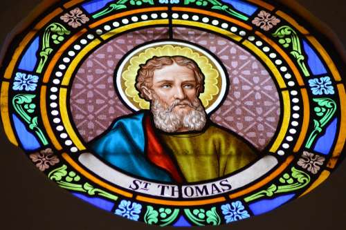 Stained Glass Colorful Portrait Saint Apostle