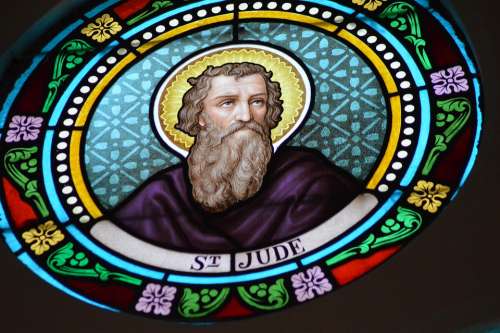 Stained Glass Colorful Portrait Person Saint Jude