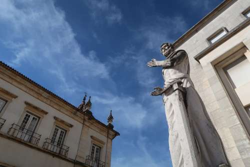 Statue Coimbra Portugal University Historic Europe