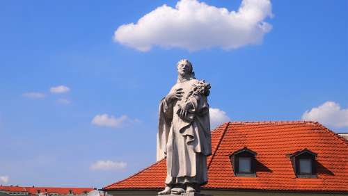 Statue Prague Charles Bridge Saint Vltava Czechia