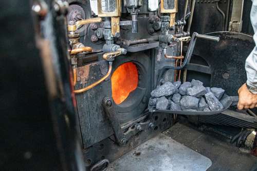 Steam Locomotive Coal Shovel Fire Train Rail