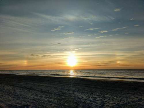 Sunrise Rainbow Ocean Beach Sky Coast Horizon