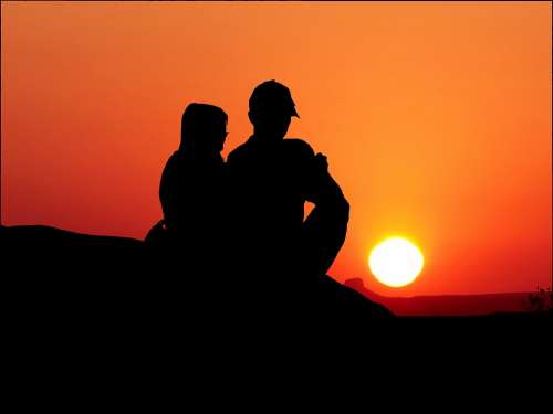 Sunset Couple Love Romantic People Set