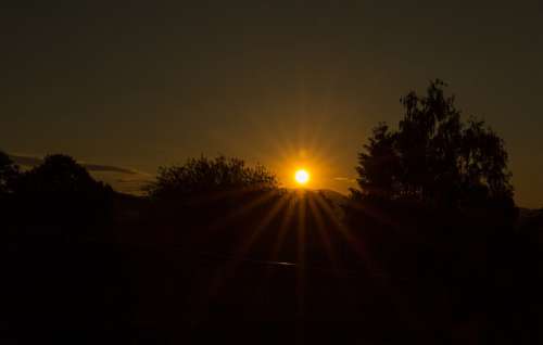 Sunset Dark Sunbeam Evening Abendstimmung Dusk