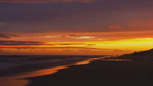 Sunset Beach Ocean Sea Water Sunrise Dusk Clouds