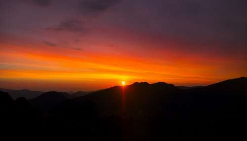 Sunset Mountains Rise Sunrise Landscape Nature