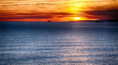 Sunset Sea Sky Color Dawn Water Liguria Italy