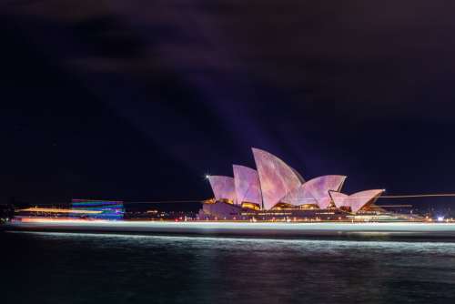 Sydney Opera House Illuminated Night Harbour